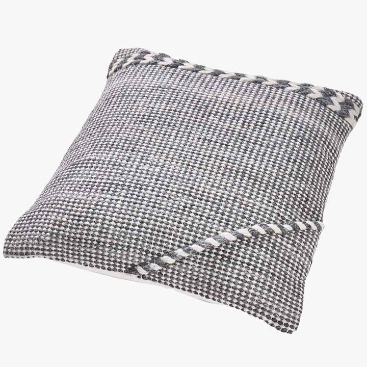 Indoor/Outdoor Grey and White Plaited Stripe Design Cushion - Duck Barn Interiors