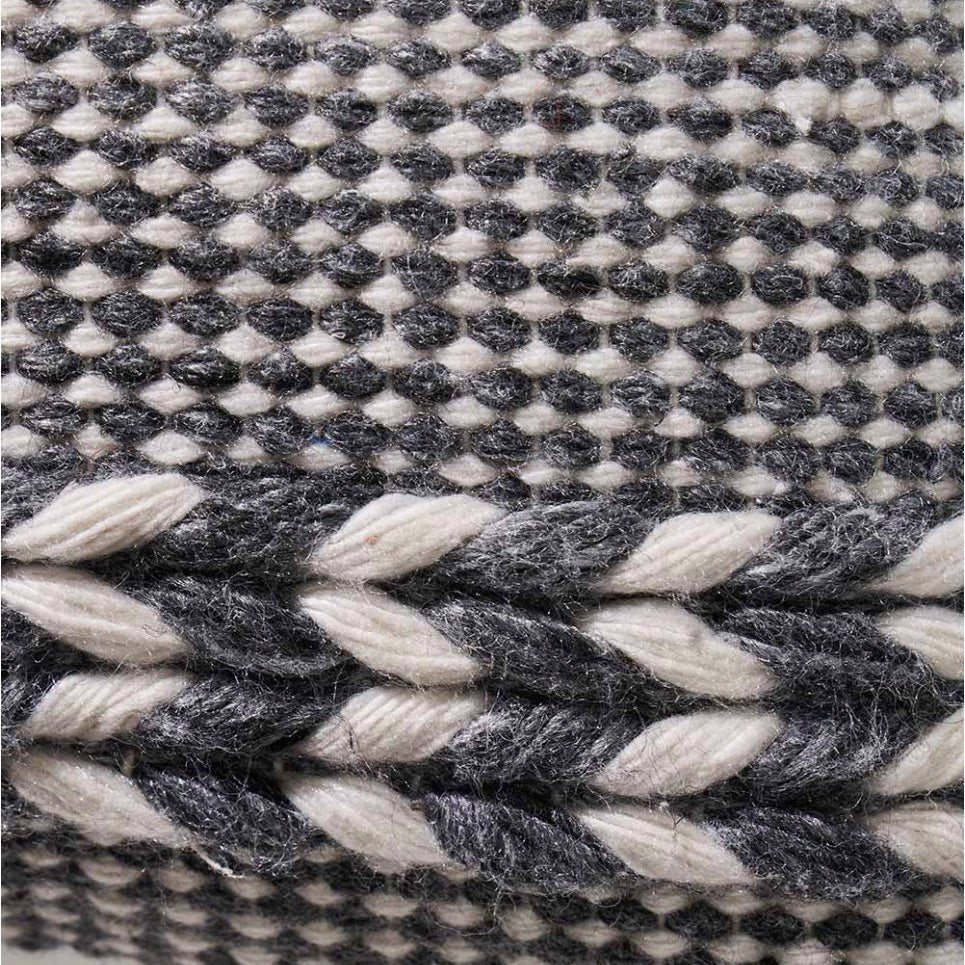 Indoor/Outdoor Grey and White Plaited Stripe Design Cushion - Duck Barn Interiors