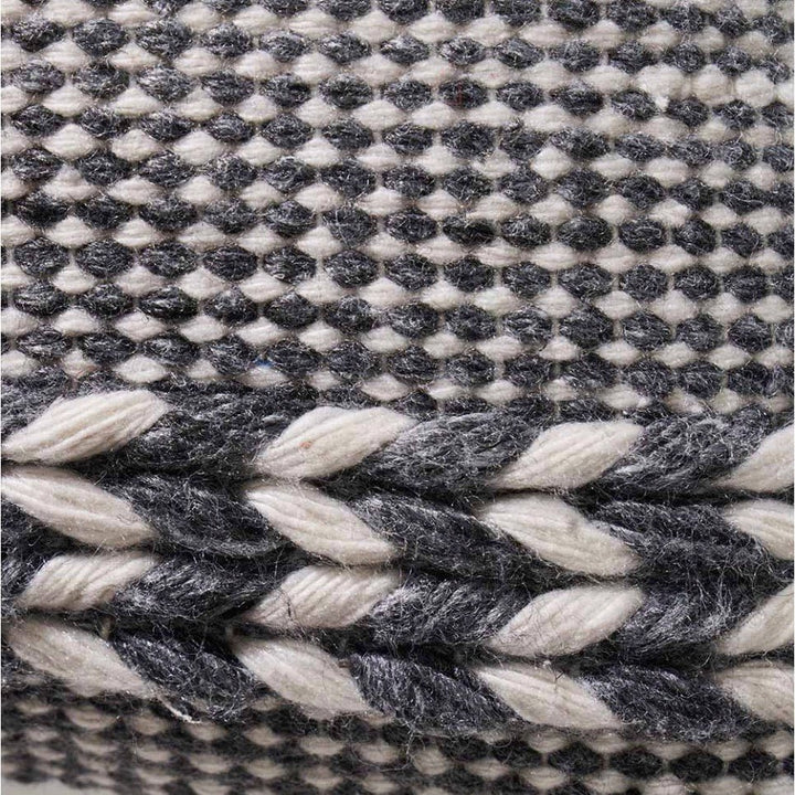 Indoor/Outdoor Grey and White Plaited Stripe Design Cushion - Duck Barn Interiors