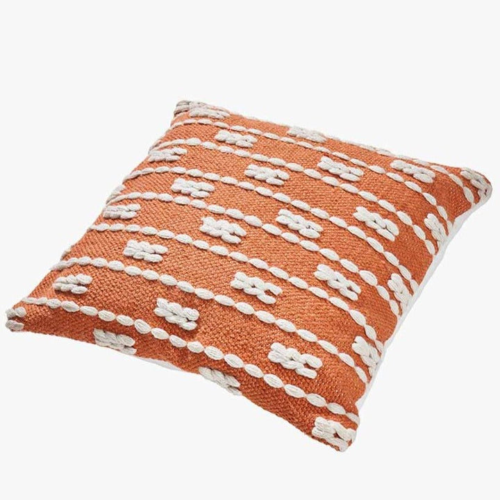 Indoor/Outdoor Terracotta and White Braid Design Scatter Cushion - Duck Barn Interiors