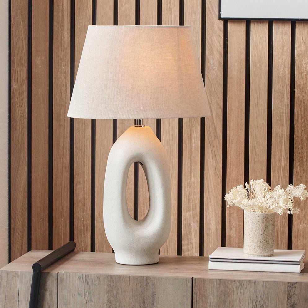 Laila Natural Organic Tall Table Lamp with Shade1 - Duck Barn Interiors