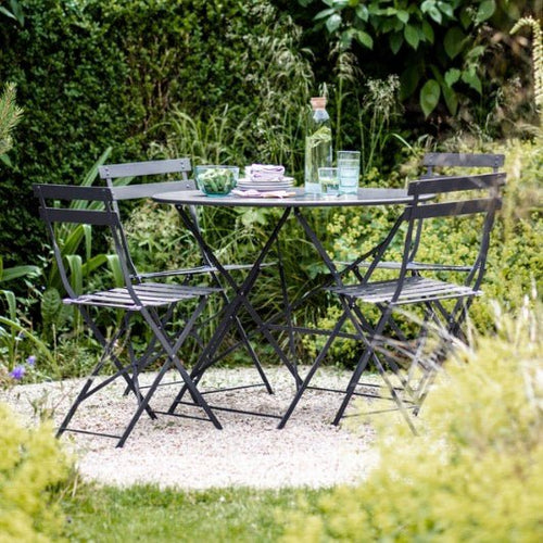 Large Garden Bistro Round Table and 4 Chairs - Carbon