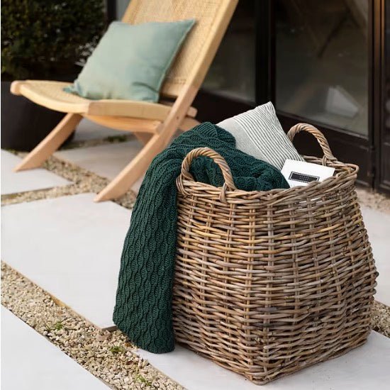 Large Square Tapered Rattan Log Basket2 - Duck Barn Interiors