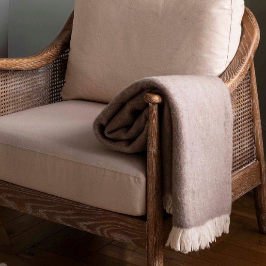 Leigh Brown Reversible Natural Wool Throw1 - Duck Barn Interiors