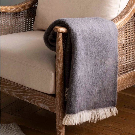 Leigh Grey Reversible Natural Wool Throw2 - Duck Barn Interiors