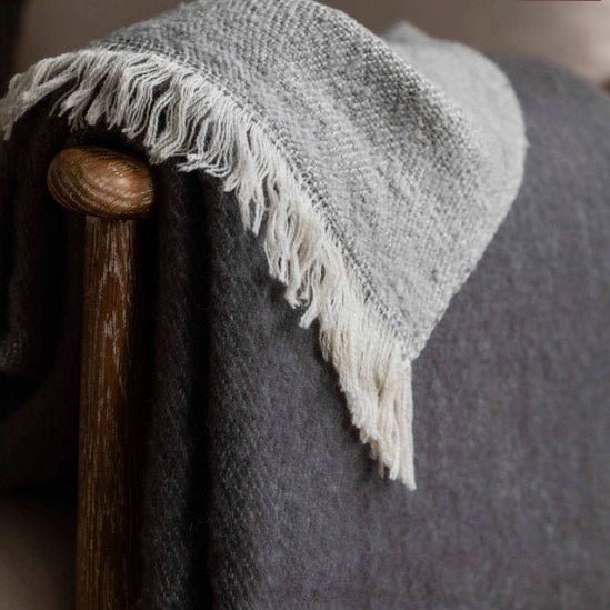 Leigh Grey Reversible Natural Wool Throw3 - Duck Barn Interiors