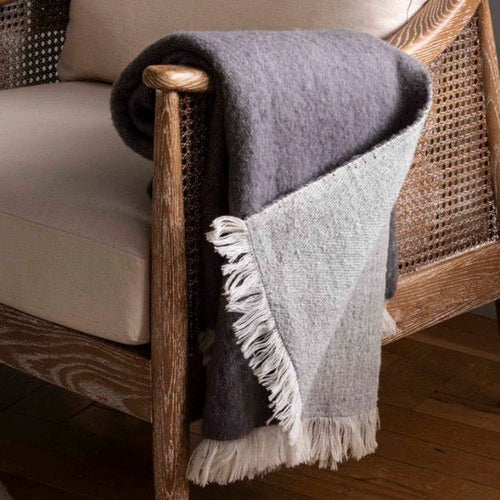 Leigh Grey Reversible Natural Wool Throw