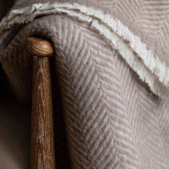 Leigh Herringbone Natural Wool Throw2 - Duck Barn Interiors