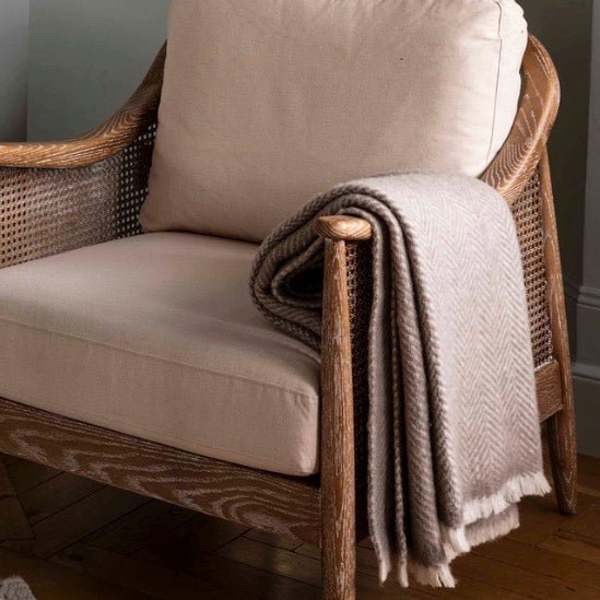 Leigh Herringbone Natural Wool Throw1 - Duck Barn Interiors