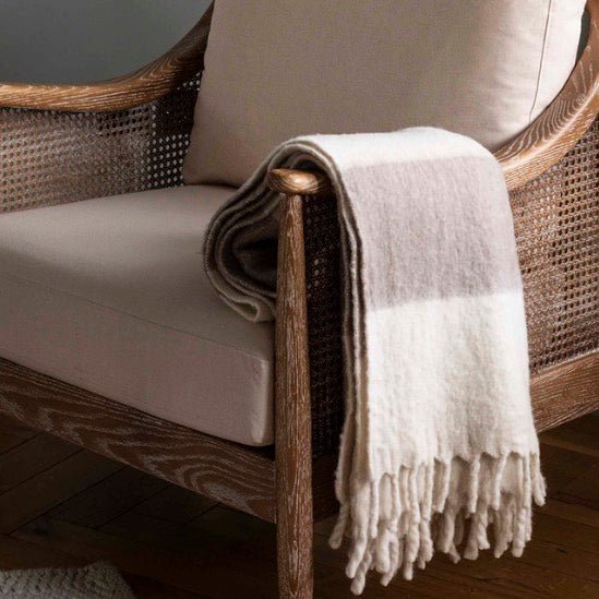 Leigh Wide Stripe Natural Wool Throw1 - Duck Barn Interiors