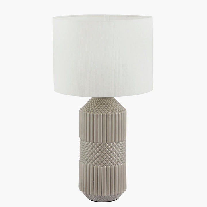 Meribel Grey Geo Tall Textured Table Lamp with Shade6 - Duck Barn Interiors