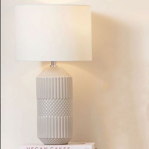 Meribel Grey Geo Tall Textured Table Lamp with Shade5 - Duck Barn Interiors