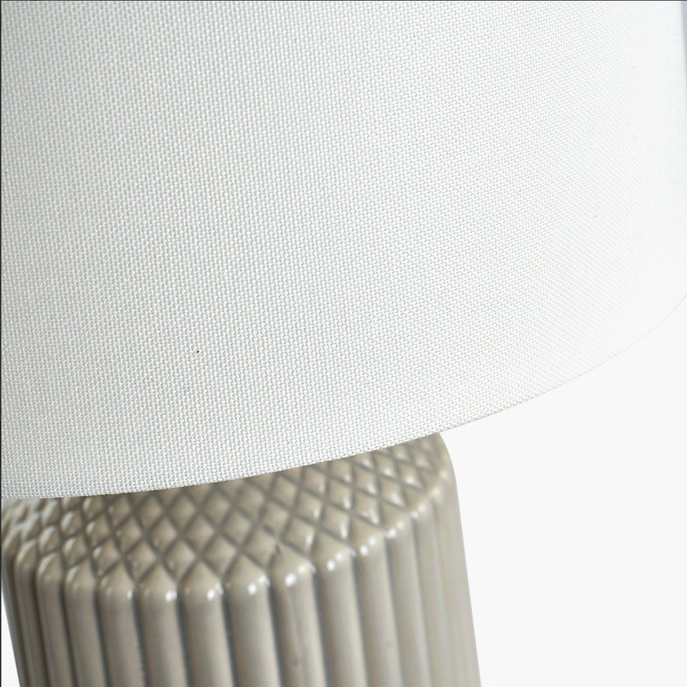 Meribel Grey Geo Tall Textured Table Lamp with Shade7 - Duck Barn Interiors