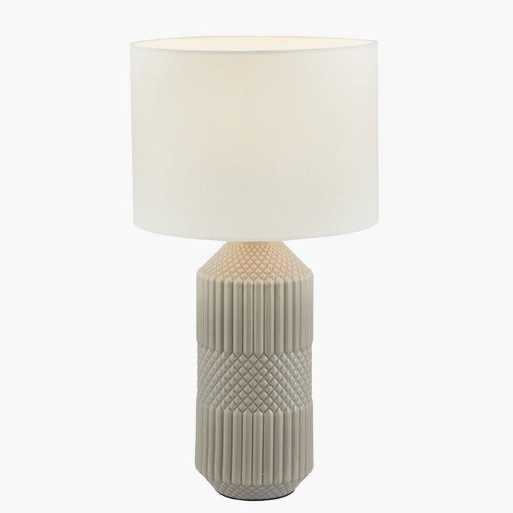 Meribel Grey Geo Tall Textured Table Lamp with Shade3 - Duck Barn Interiors