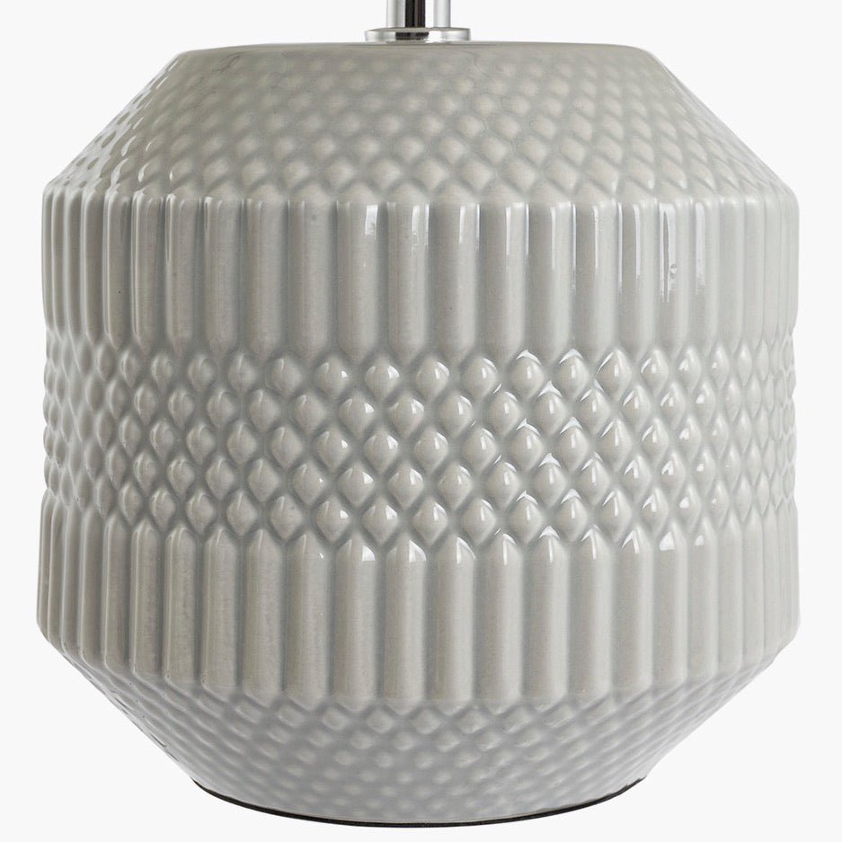 Meribel Grey Geo Textured Table Lamp with Shade2 - Duck Barn Interiors