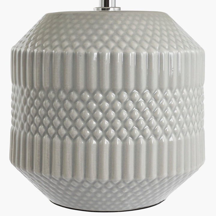 Meribel Grey Geo Textured Table Lamp with Shade2 - Duck Barn Interiors