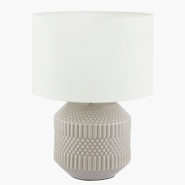 Meribel Grey Geo Textured Table Lamp with Shade4 - Duck Barn Interiors