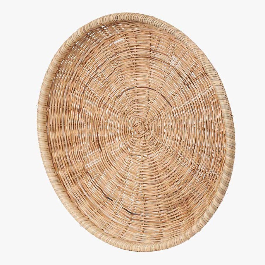 Natural Rattan Round Basket Tray5 - Duck Barn Interiors