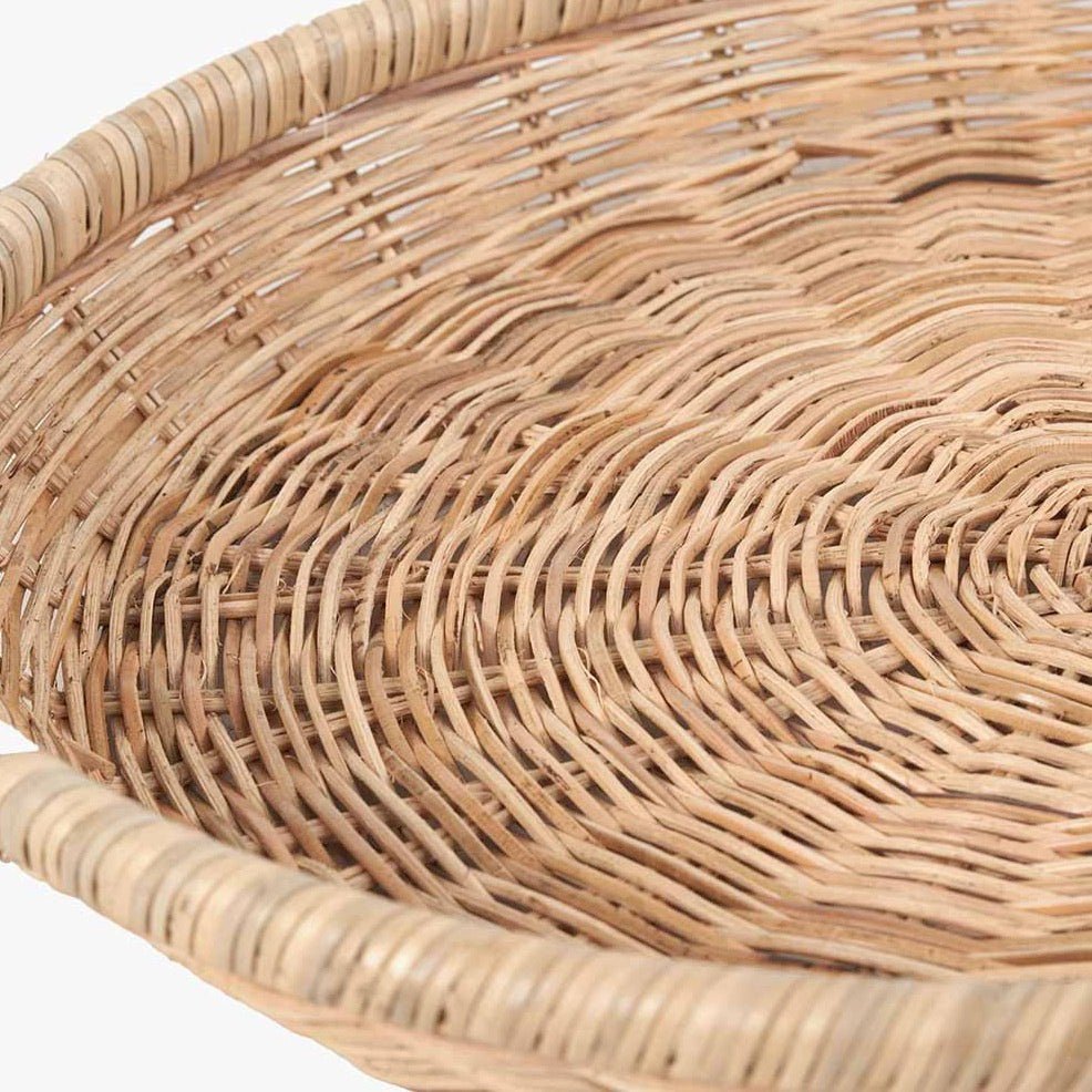 Natural Rattan Round Basket Tray - Duck Barn Interiors