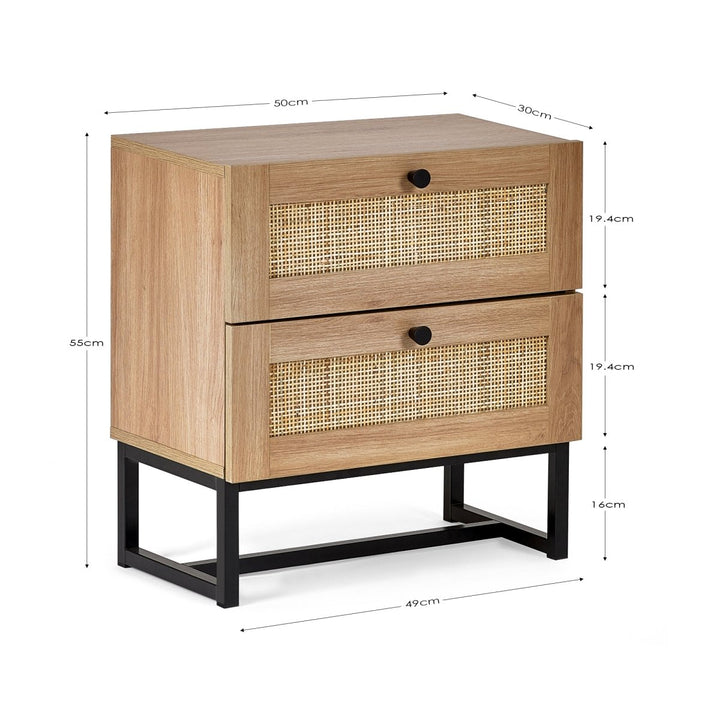 Padstow 2 Drawer Bedside Table - Oak5 - Duck Barn Interiors