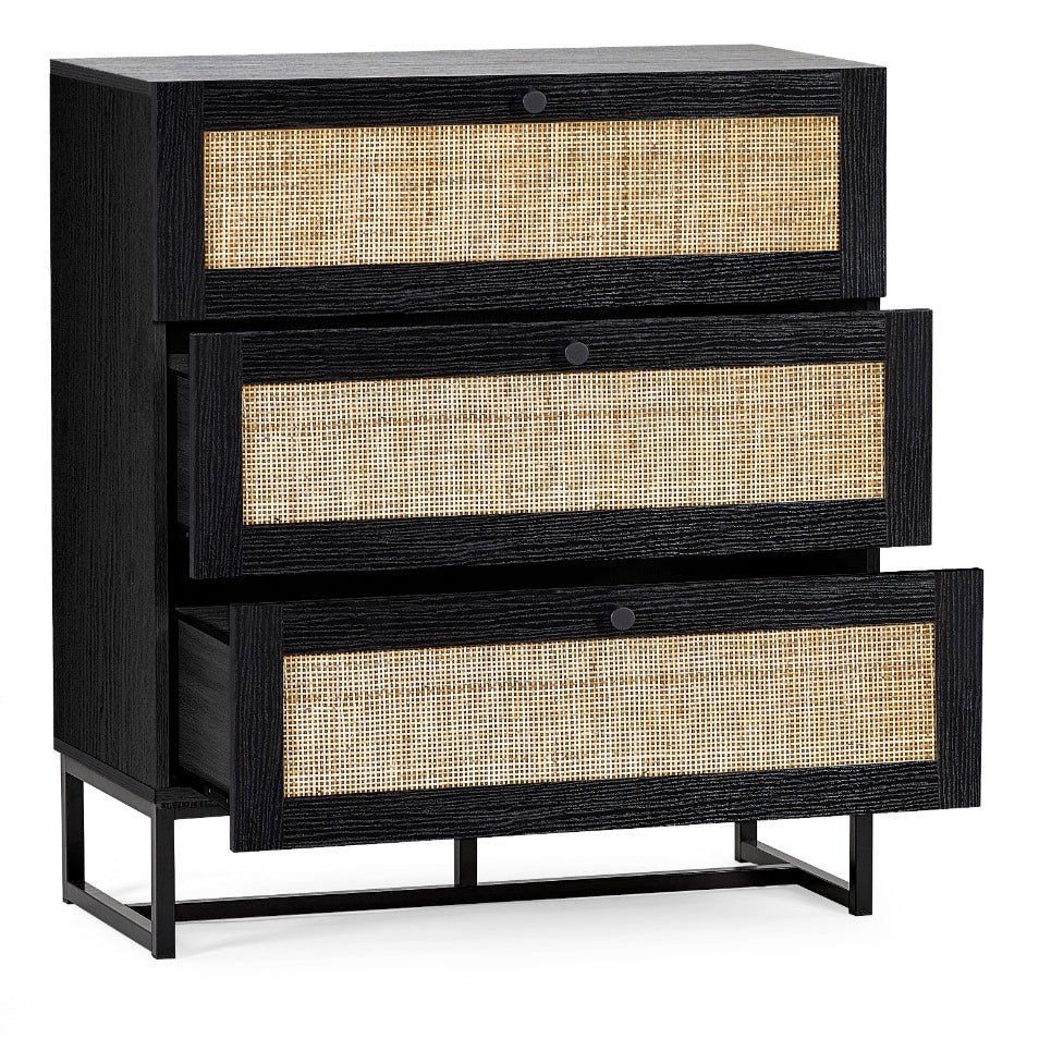 Padstow 3 Drawer Chest - Black2 - Duck Barn Interiors