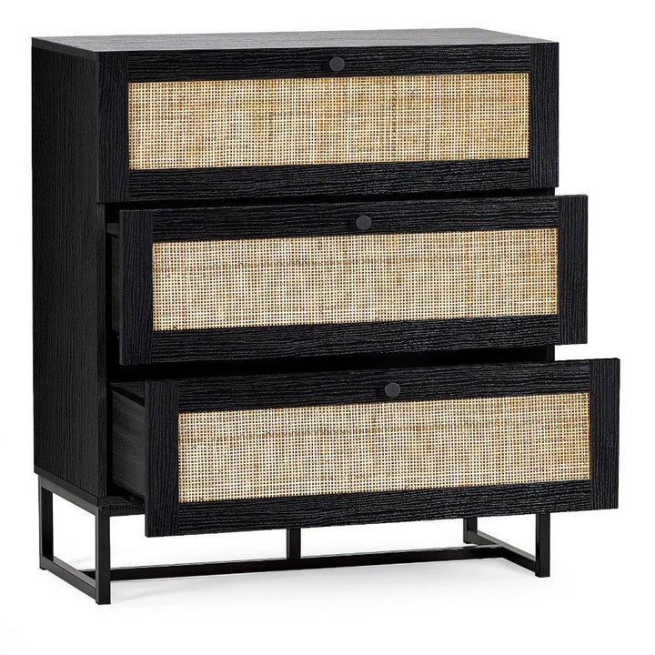 Padstow 3 Drawer Chest - Black2 - Duck Barn Interiors