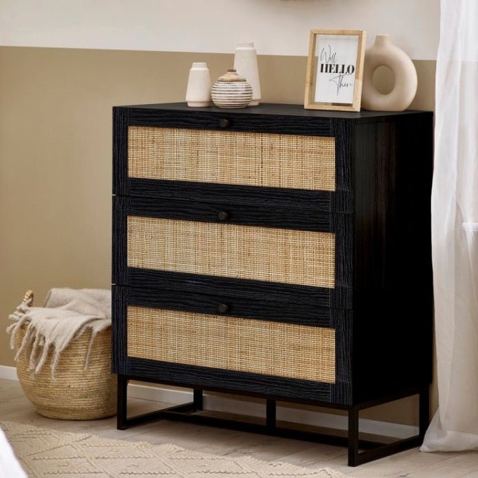 Padstow 3 Drawer Chest - Black1 - Duck Barn Interiors