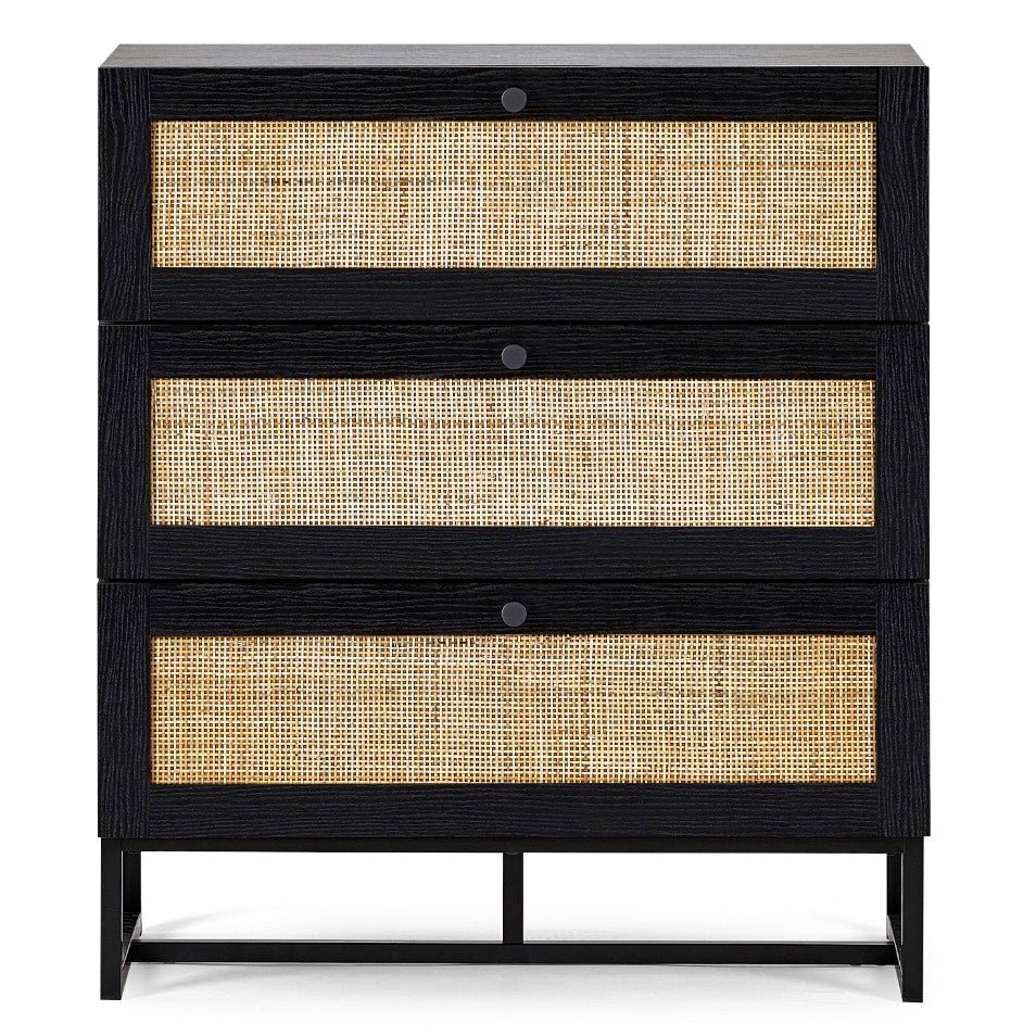 Padstow 3 Drawer Chest - Black4 - Duck Barn Interiors