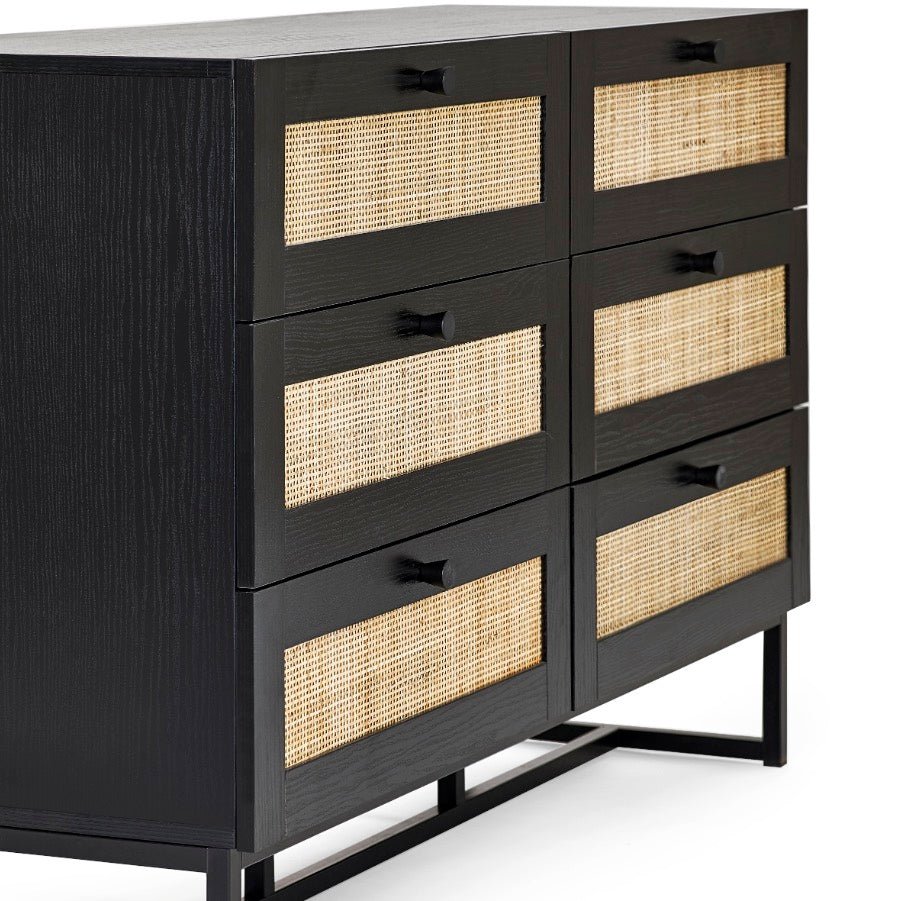 Padstow 6 Drawer Chest of Drawers - Black2 - Duck Barn Interiors