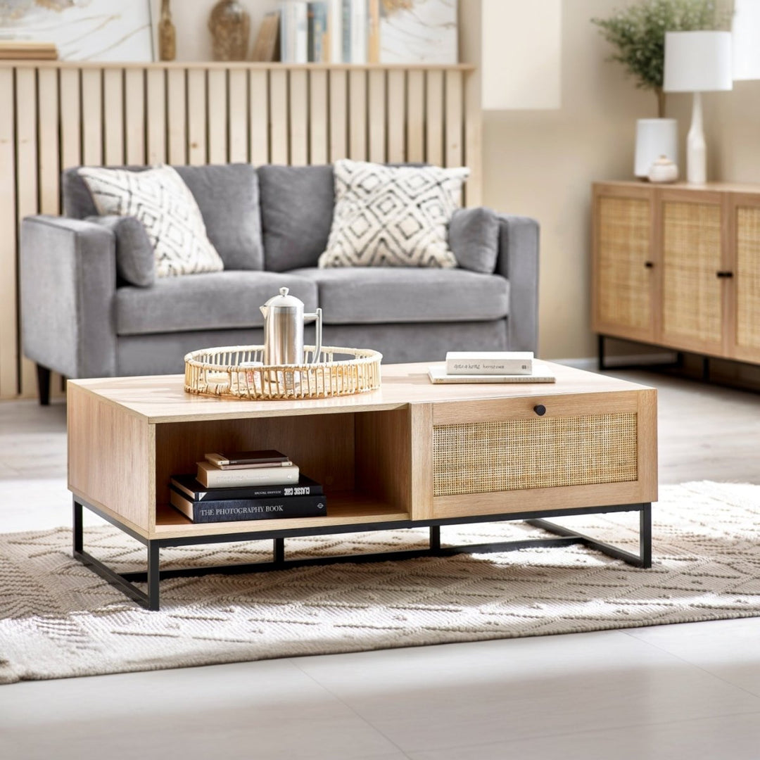 Padstow Coffee Table with 2 Drawers - Oak1 - Duck Barn Interiors