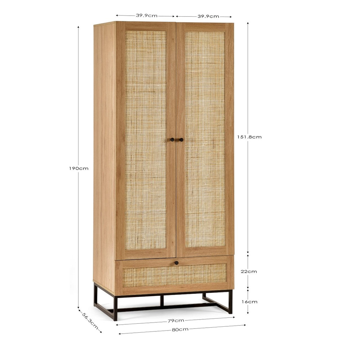 Padstow Double Wardrobe With Low Drawer - Oak5 - Duck Barn Interiors