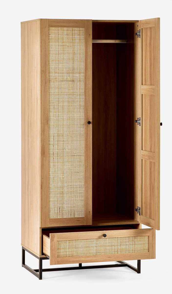 Padstow Double Wardrobe With Low Drawer - Oak2 - Duck Barn Interiors