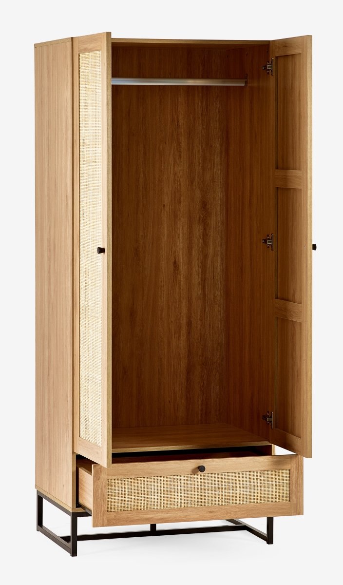 Padstow Double Wardrobe With Low Drawer - Oak3 - Duck Barn Interiors