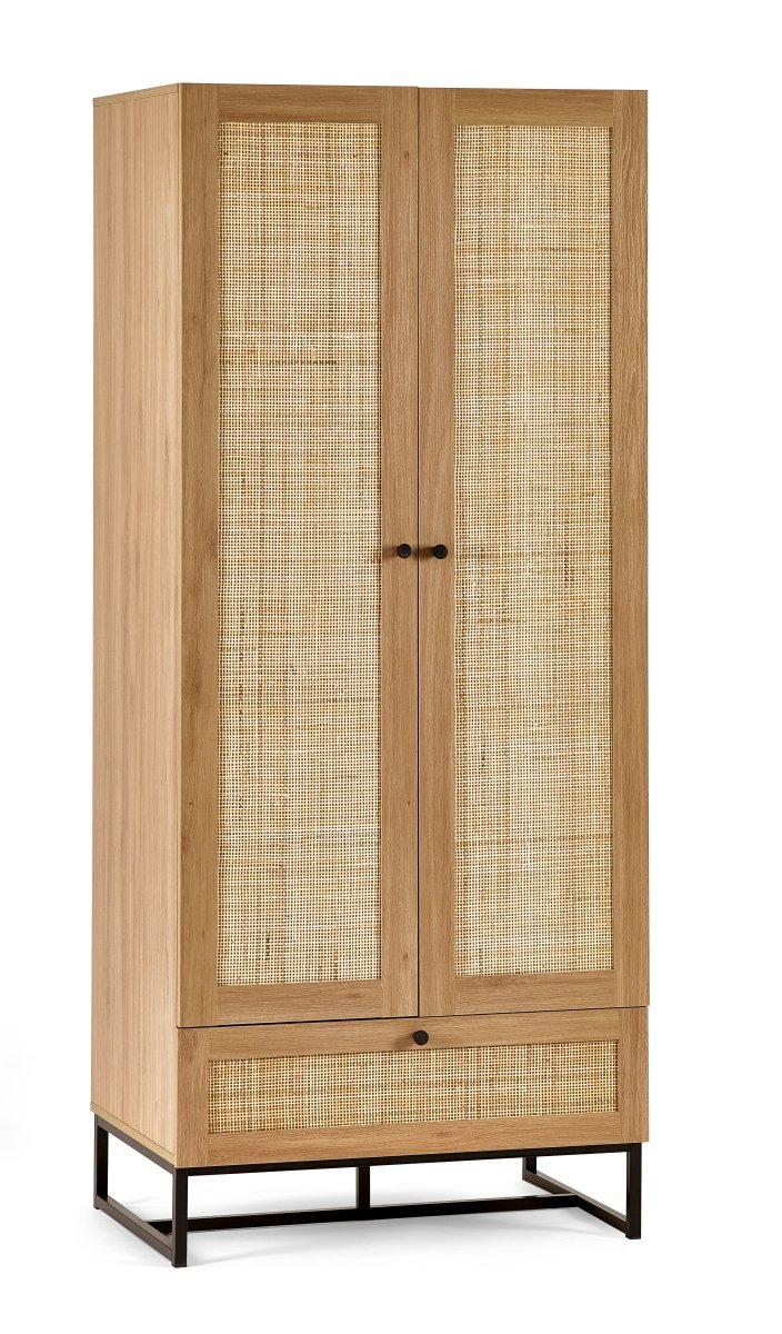 Padstow Double Wardrobe With Low Drawer - Oak1 - Duck Barn Interiors