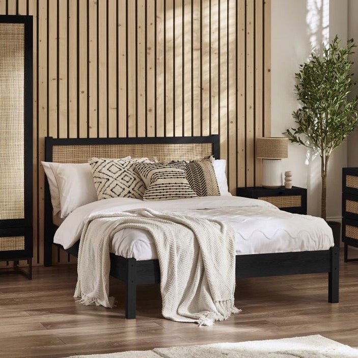 Padstow Rattan Black Bed - (2 Sizes)1 - Duck Barn Interiors