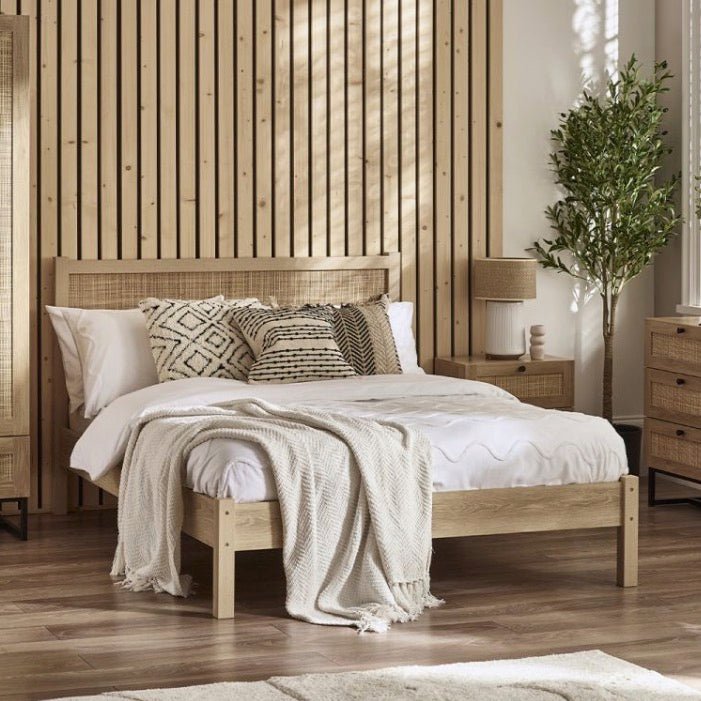 Padstow Rattan Oak Bed (2 Sizes)1 - Duck Barn Interiors