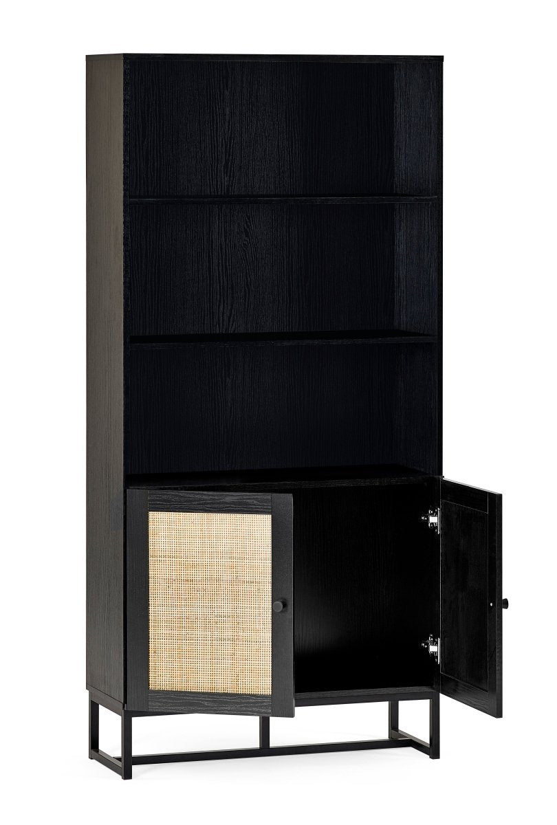 Padstow Tall Bookcase with Low Cupboard - Black2 - Duck Barn Interiors