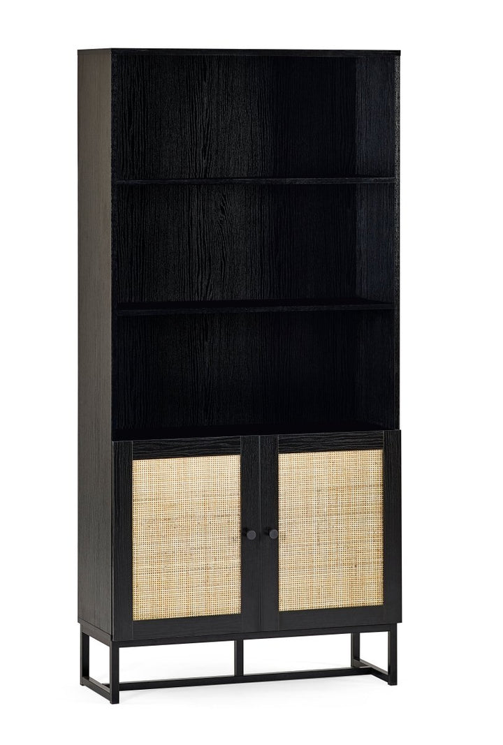 Padstow Tall Bookcase with Low Cupboard - Black3 - Duck Barn Interiors