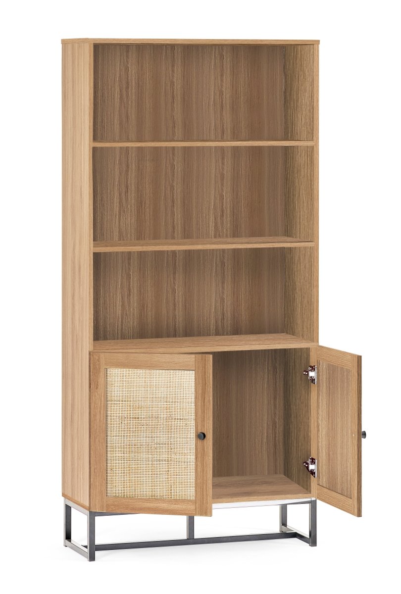 Padstow Tall Bookcase with Low Cupboard - Oak2 - Duck Barn Interiors