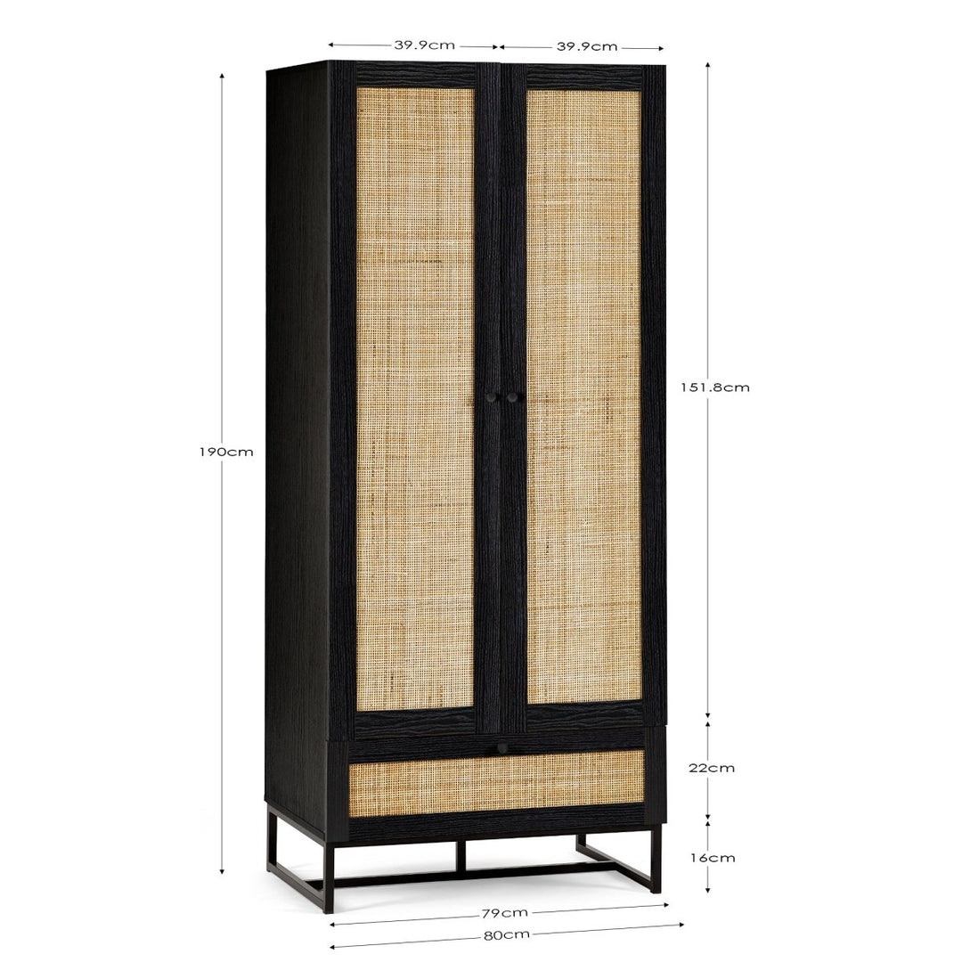 Padstow Wardrobe with Low Drawer - Black7 - Duck Barn Interiors