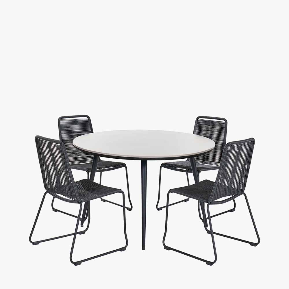 Pang Black Outdoor 4 Seater Dining Set - Duck Barn Interiors