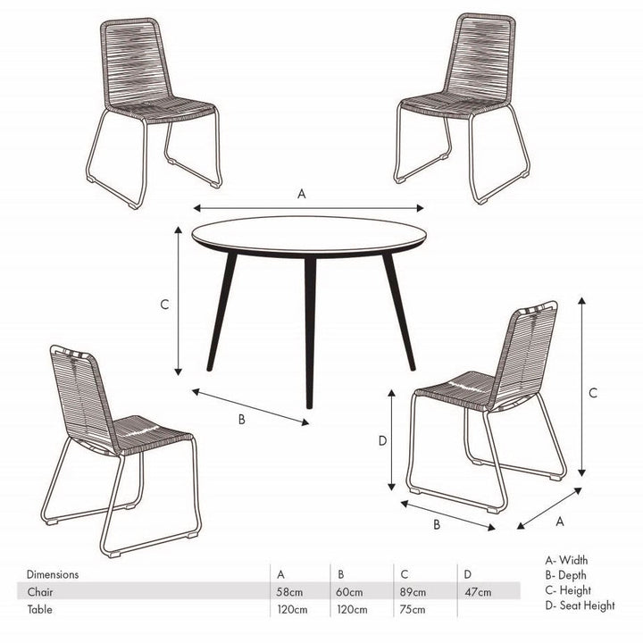 Pang Mink Grey Outdoor 4 Seater Dining Set - Duck Barn Interiors