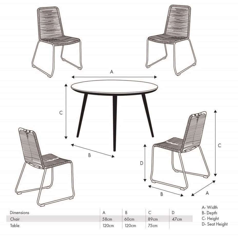 Pang Terracotta Outdoor 4 Seater Dining Set - Duck Barn Interiors