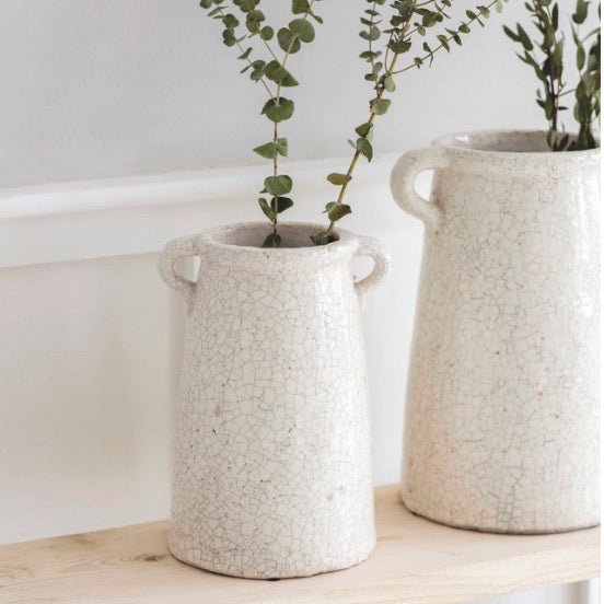 Ravello Crackle Glaze Vase - White (2 sizes) - Duck Barn Interiors