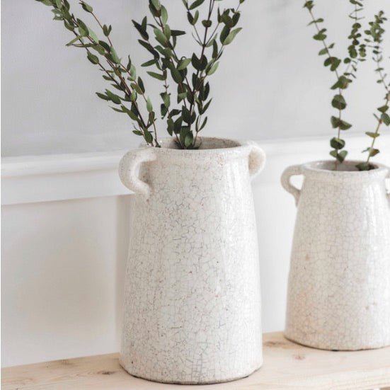 Ravello Crackle Glaze Vase - White (2 sizes) - Duck Barn Interiors