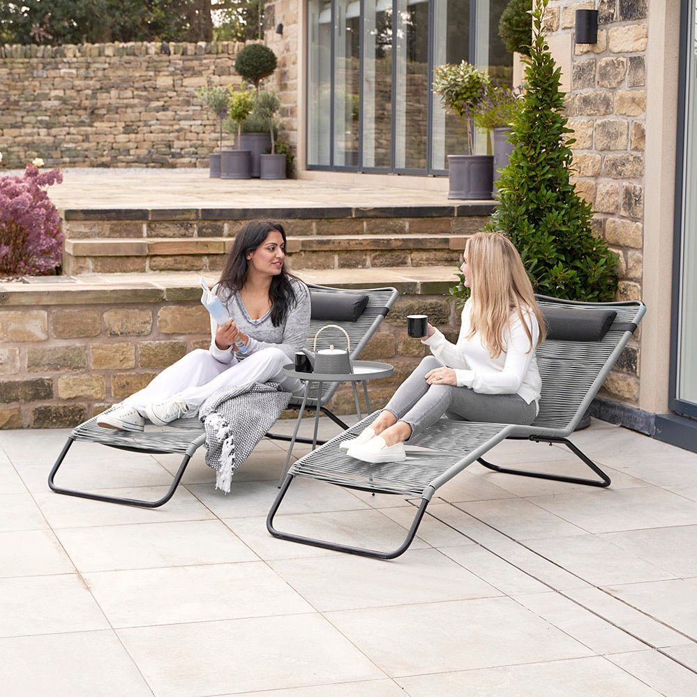 Rio Grey Outdoor Sunloungers (Pair) - Duck Barn Interiors