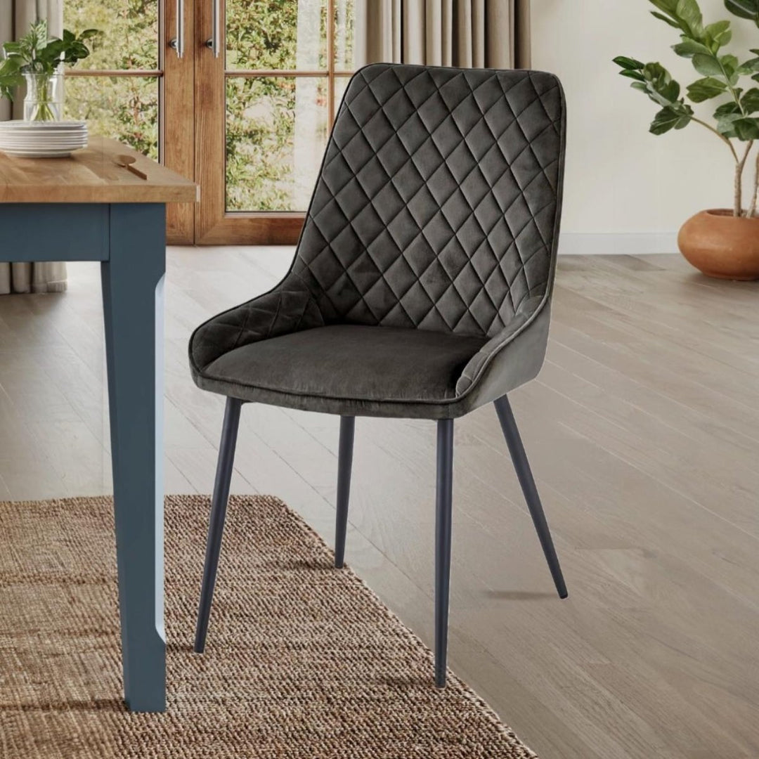 Signature Blue Dining Chair - Gun Metal Grey (Pair) - Duck Barn Interiors