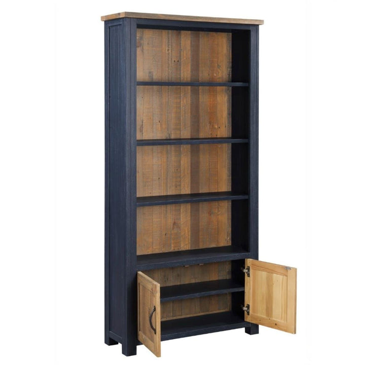 Splash of Blue Large Open Bookcase with Cupboard6 - Duck Barn Interiors