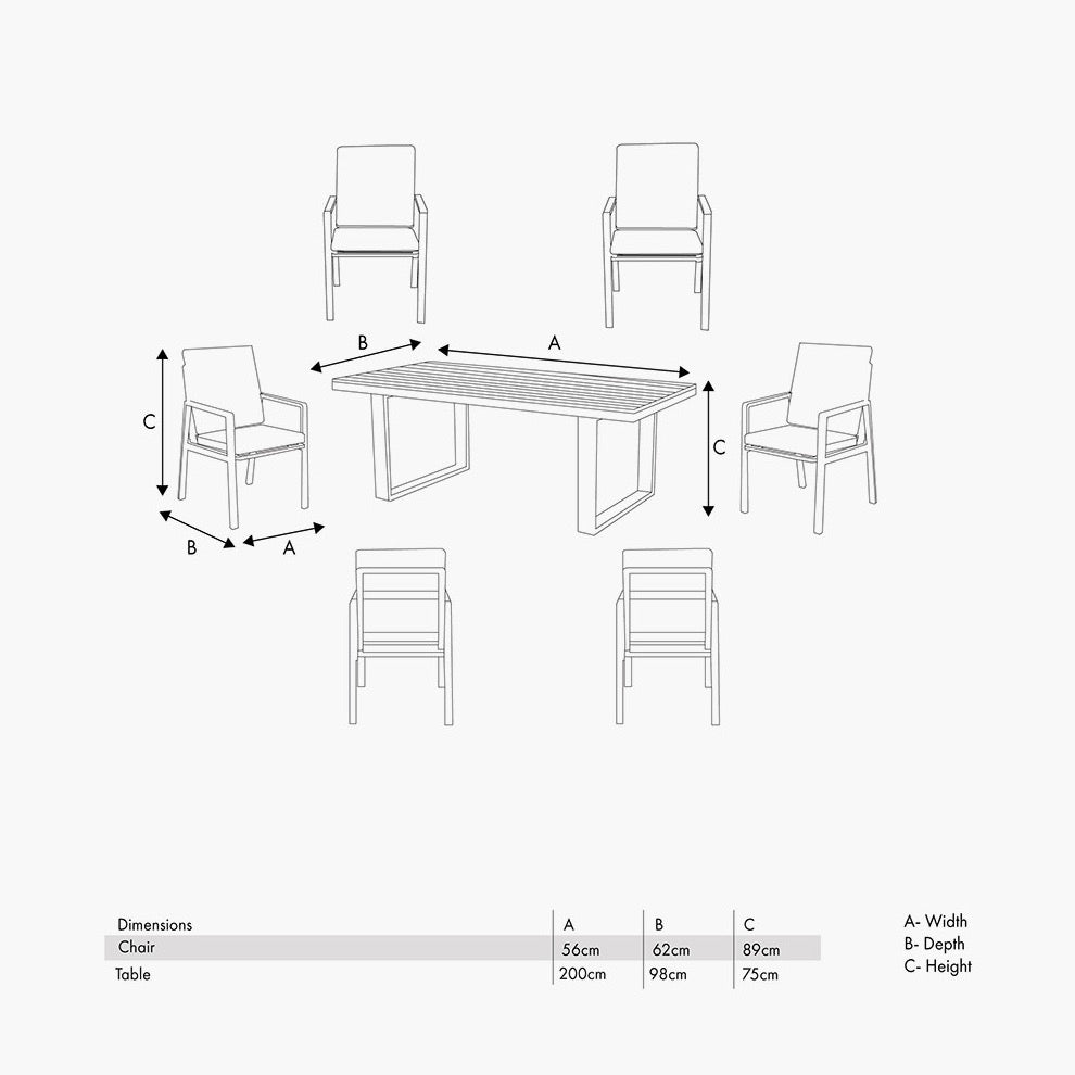 Stockholm Anthracite Outdoor 6 Seater Dining Set - Duck Barn Interiors