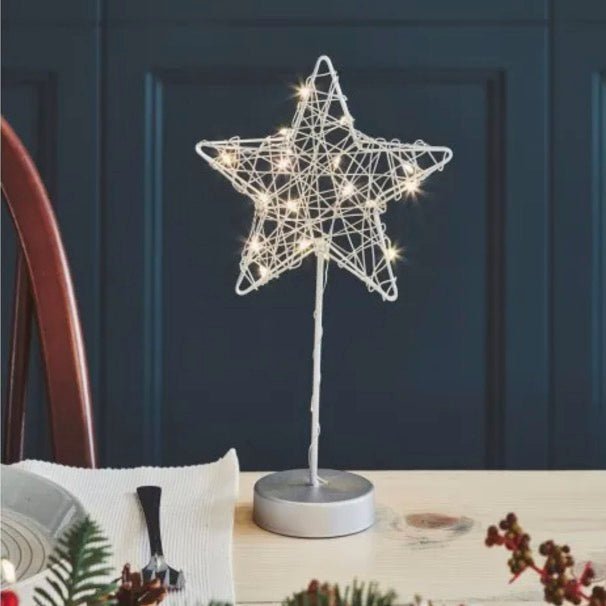 Table Star with Warm White LEDs - Silver - Battery Powered1 - Duck Barn Interiors